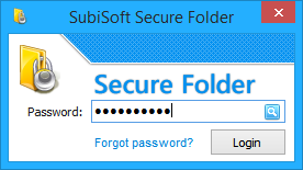 SubiSoft Secure Folder Login screen